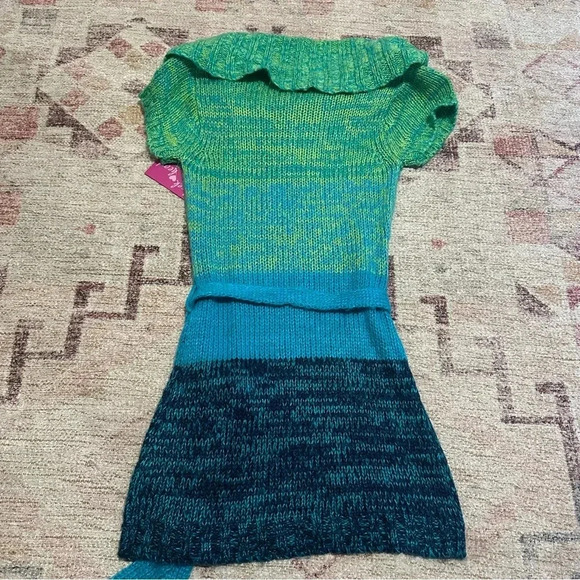 NWT Y2K deadstock Blue & green sweater with belt size medium - Picture 7 of 13